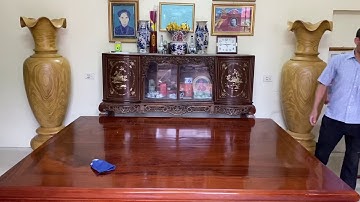 BÀN GIAO ĐÔI LỘC BÌNH GỖ CẨM VÀNG CAO 1m7 đk 52 tại gia đình chú quyền ở tiền phong - yên dũng - BG