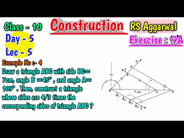 Draw A Triangle Abc With Side 7cm Angle B 45 Degree Rs Aggarwal Class 10 Exercise 9a Example 4 Youtube Draw A Triangle Abc With Side 7cm Angle B 45 Degree Rs Aggarwal Class 10 Exercise 9a Example 4 Youtube