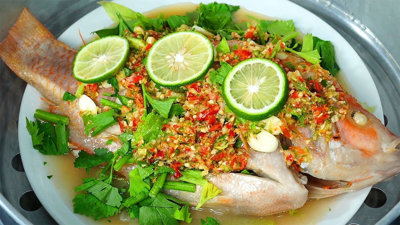 ปลาทับทิมนึ่งมะนาว  เนื้อปลานุ่มไม่คาว น้ำราดแซ่บซี้ด | นายต้มโจ๊ก