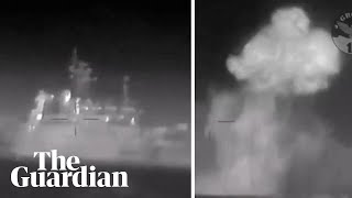 Video appears to show moment Ukraine hits Russian warship