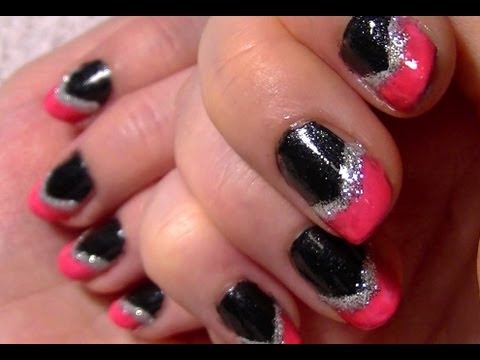 ♥ HOW TO: Cute & Easy Hot Pink & Black Nail Polish Tutorial! ♥ - YouTube