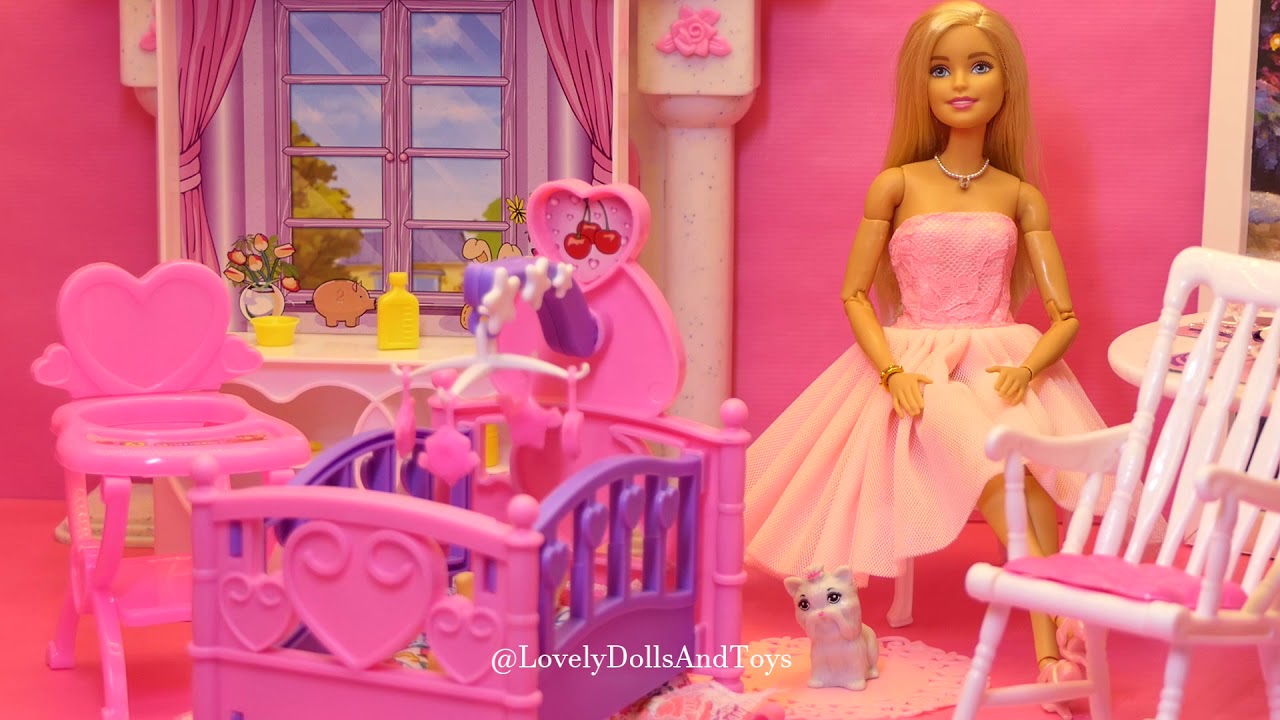 Unboxing Barbie Nursery Playset (Pink Barbie Baby Room) YouTube