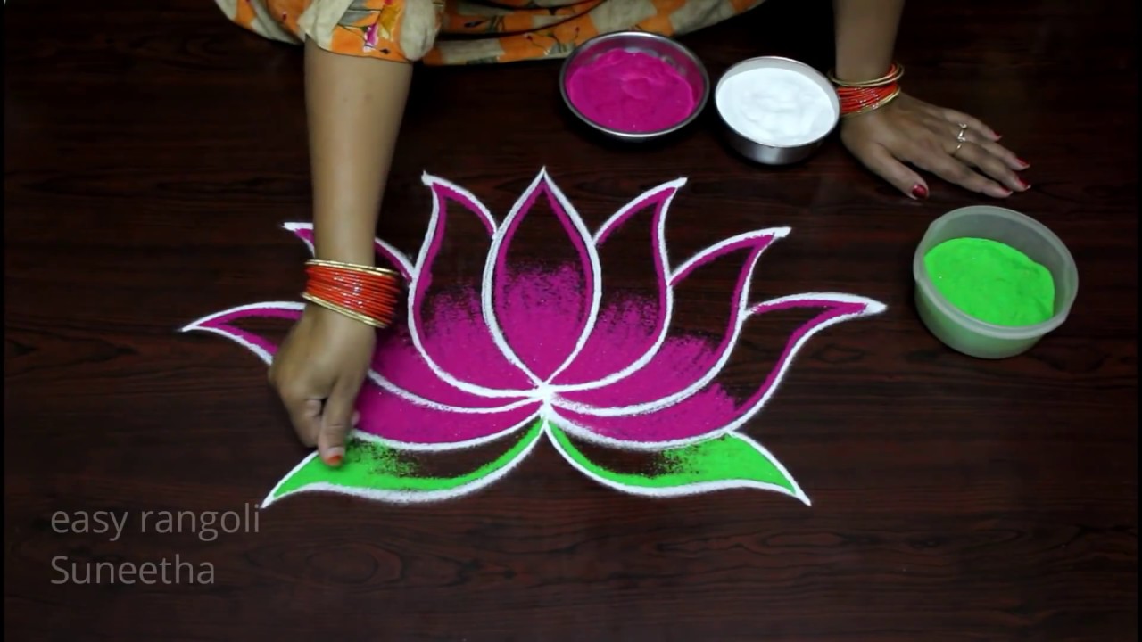 Unique Lotus flower Rangoli and kolam Designs by easy rangoli ...