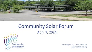 Congregation Beth Elohim Community Solar Forum