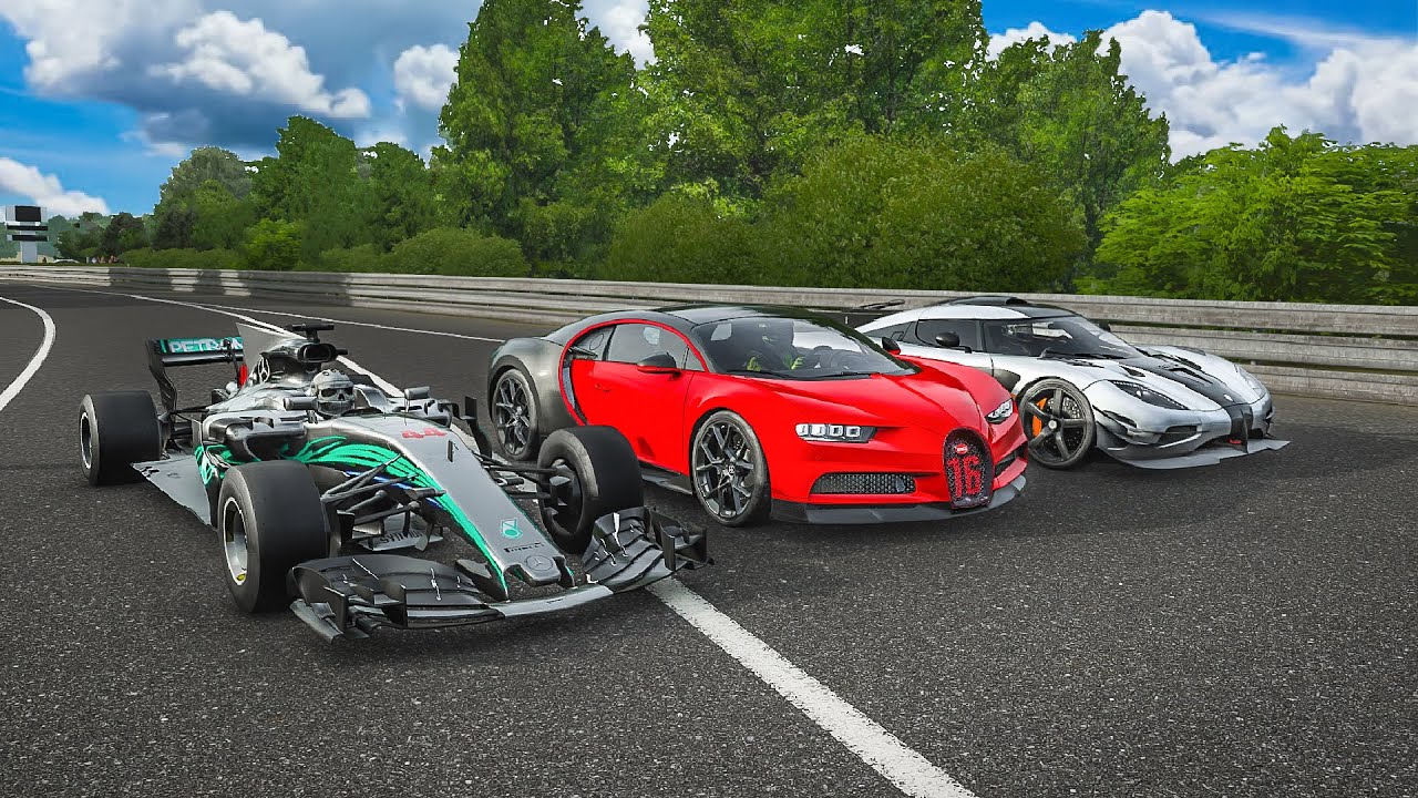 FM7 Drag Race | F1 Car vs Bugatti Chiron vs Koenigsegg One:1 | Rolling