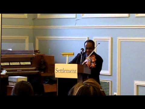 John Blake, Jr., jazz violin, performs an impromptu piece at Settlement Music School