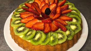 Delicious fruit cake with pudding ?/Leckerer Fruchtkuchen mit Pudding/كيك فواكه و كاسترد [En/De/Ar]