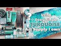 Art Journal using ONLY TURQUOISE Art Supplies ♡ Maremi's Small Art ♡