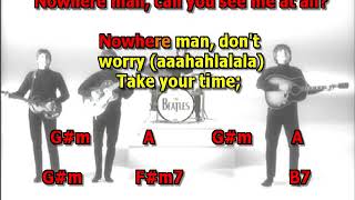 Nowhere Man Beatles best karaoke instrumental lyrics chords cover chords