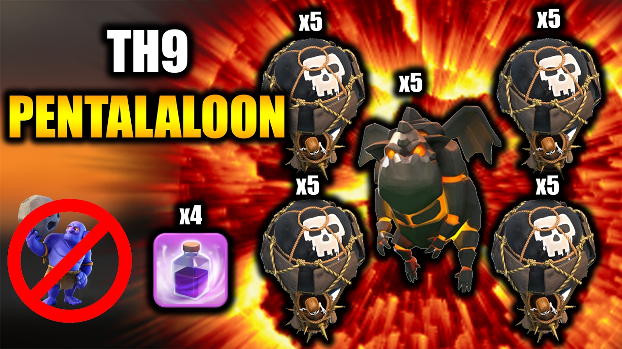 TH9 PENTALALOON | Lavaloon 3 Star War Attack Strategy 2017 | NO BOWLERS REQUIRED | Clash of Clans