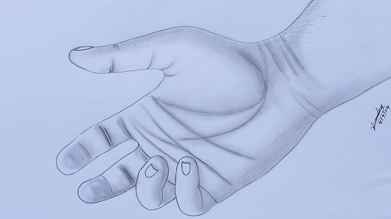 Hand Reaching Out Sketch Drawing Easy Tutorial Step By Step Youtube