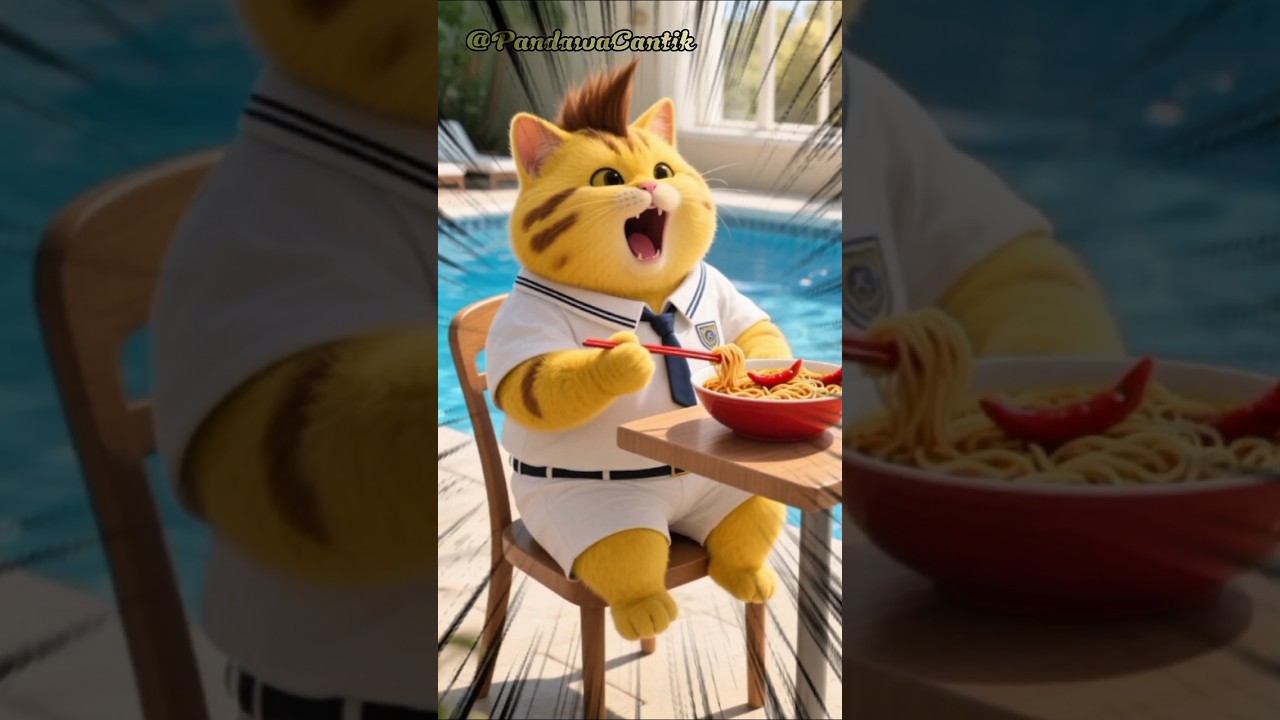 Makan mie Pedas #lucu #comedy #shortvideo #kucing #kucinglucu