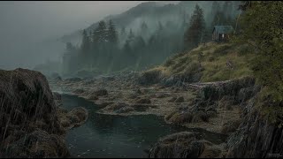Rainy Forest Coast Ambience 🌲🌊 | Cozy Cabin ASMR for Sleep, Relaxation & Stress Relief
