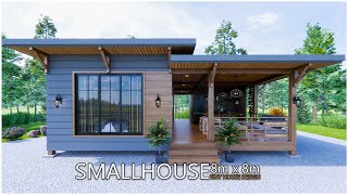 Beautiful Tiny House | House Design (Wooden house ) 8m x 8m screenshot 2