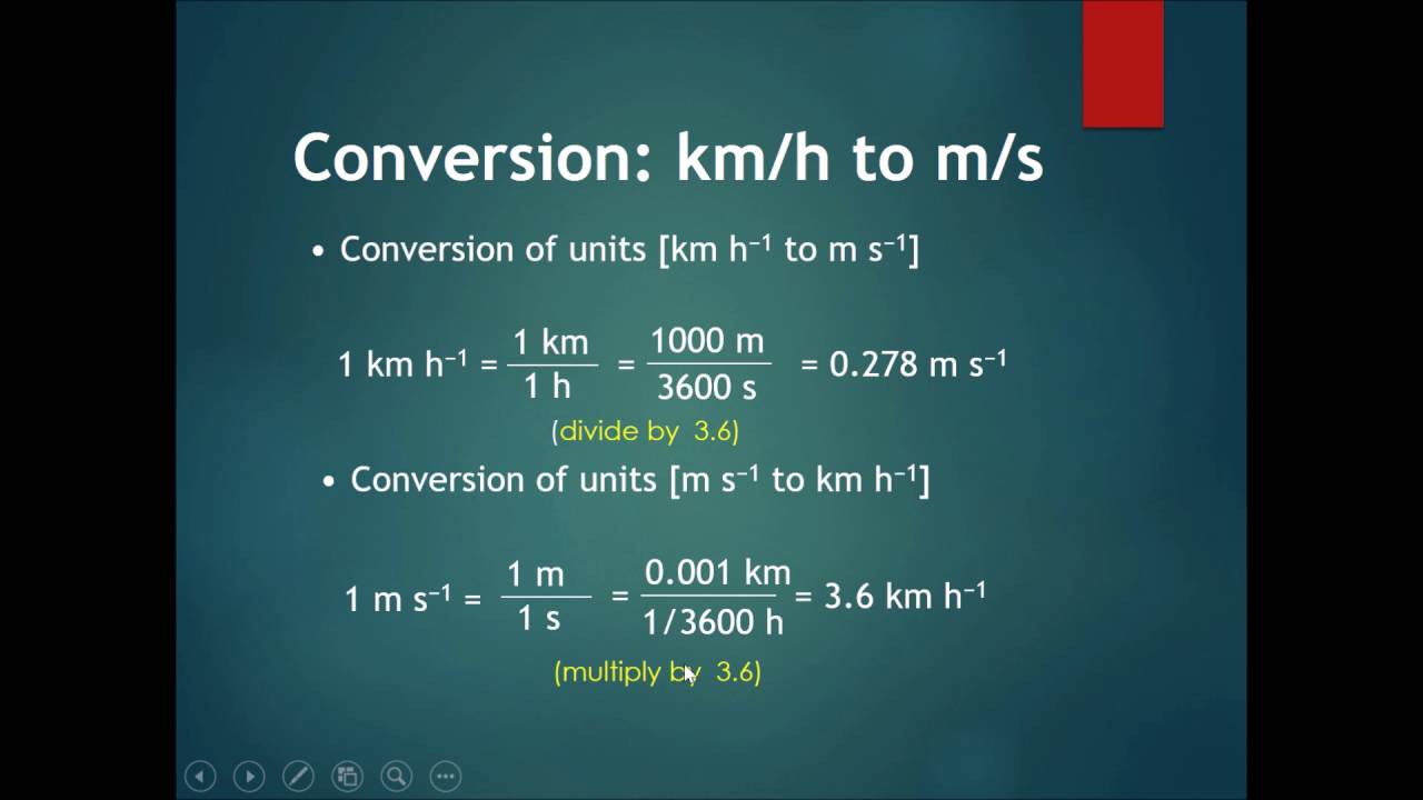 Chapter 2 Kinematics Part 3 - Converting km/h to m/s and back - YouTube