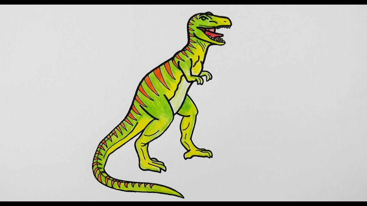 HOW TO DRAW A TYRANNOSAURUS REX ( T REX) DINOSAUR STEP BY ...