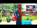 Caleb pretend play with spiderman toys real spiderman web shooter for kids