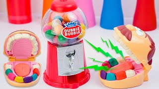 Toy Learning Video for Toddlers - Mr. Play Doh Head Rainbow Gumballs from Dubble Bubble Candy Dis!