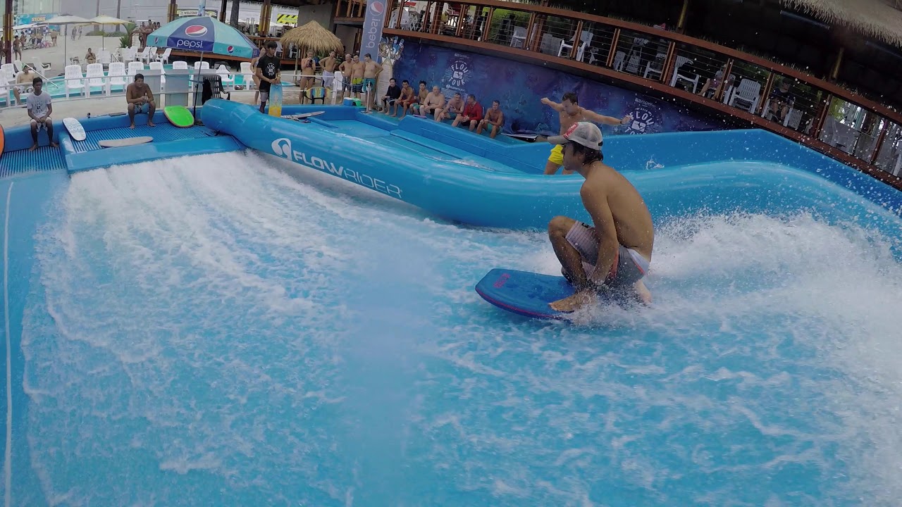Flo Rider Cartoon Pro Tricks on the FlowRider at Cartoon Network Amazone Waterpark in ...