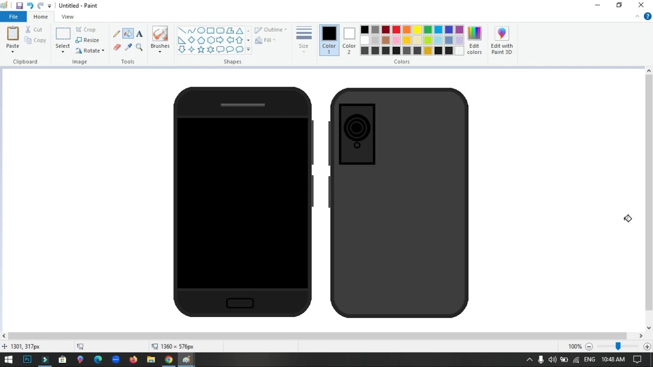 How to draw Smart Phone on computer using Ms Paint Mobile Phone