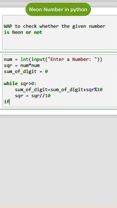 Neon number or Not using while loop in python | while loop in python ...