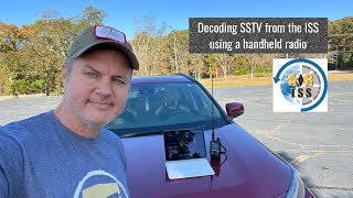 Decoding SSTV from the ISS using a handheld radio and whip antenna #hamradio #id52