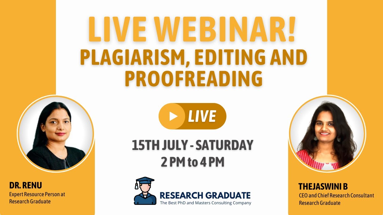 Live Webinar on Plagiarism, Editing and Proofreading by Dr. Renu ...