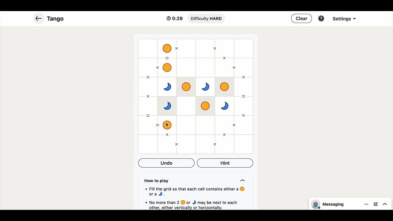 LinkedIn Tango #237 Today's Answer