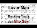 Lover man  backing track with sheet music for alto sax