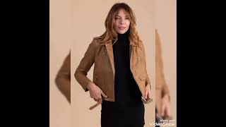 Most adorable trendiest leather jacket dresses outfits collection for ladies #leather //