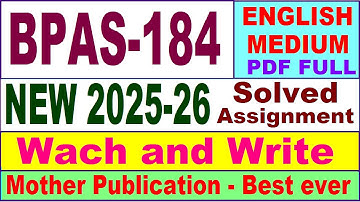 BPAS 184 solved assignment 2025-26 in English || bpas 184 solved assignment 2026 || ignou bpas184