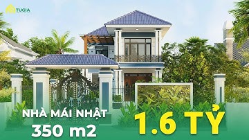 Mẫu nhà mái Nhật 2 tầng có đầy đủ sân vườn 350m2 với 4 phòng ngủ xây trọn gói 1,6 tỷ