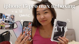 cute + chaotic black iphone 15 pro max 1 TB unboxing | wildflower and casetify cases!
