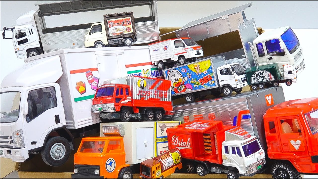 Small truck ♪ Big truck ♪ Mini cars of various trucks run on the slope ☆ Working mini cars.