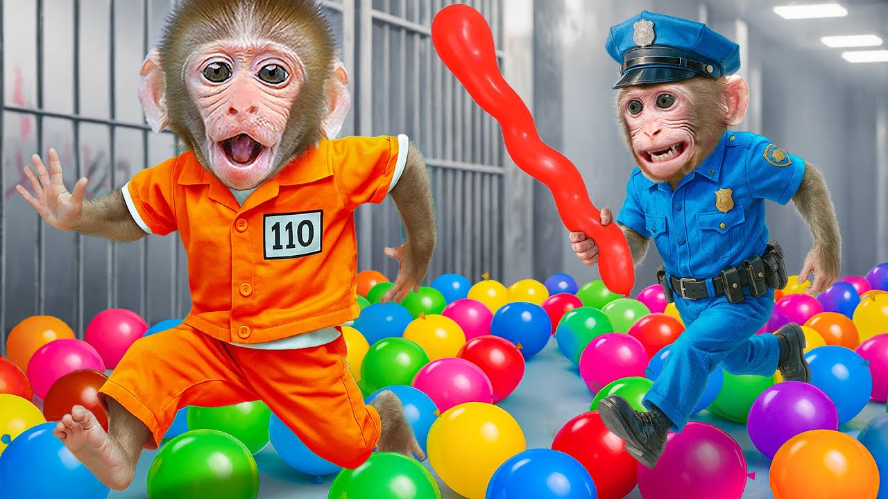 Monyet JoJi melarikan diri dari penjara ajaib dan tantangan jeli dengan bebek | Hewan JOJI Channel