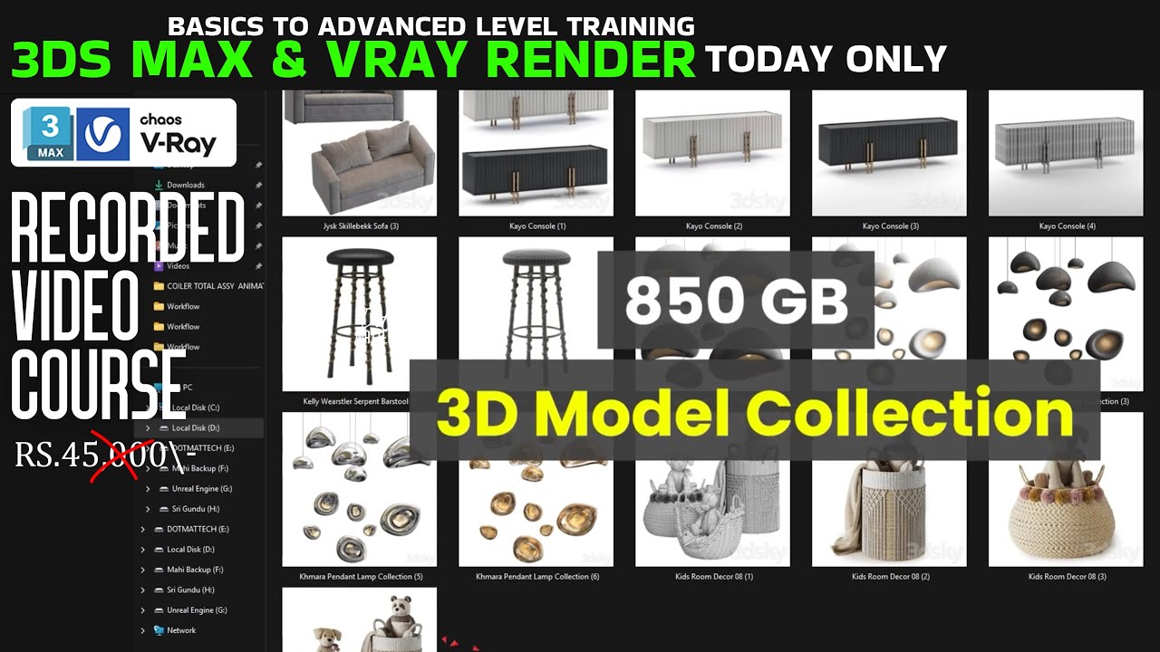 3ds max Free 3D Model Collection, Vray and Corona Model, Textures Relink Tutorial