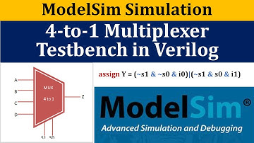 Dataflow level Verilog Code of 4-to-1 Multiplexer/Mux and Testbench simulation in ModelSim