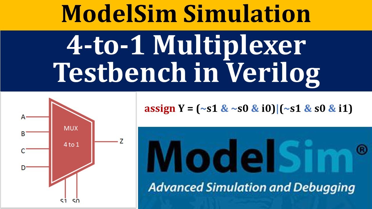Dataflow Level Verilog Code Of 4 to 1 Multiplexer Mux And Testbench Simulation In ModelSim YouTube