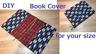 DIY リバーシブルのブックカバー縫い方も簡単　Reversible book cover 自分サイズのブックカバー 作り方　Gift