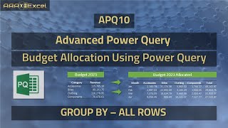 APQ10 | Budget Allocation using Power Query| Group By All Rows | Advanced Power Query