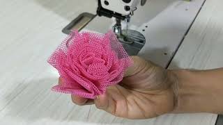 How to Make a Tulle Rose Fabric by Hand and by Sewing Machine