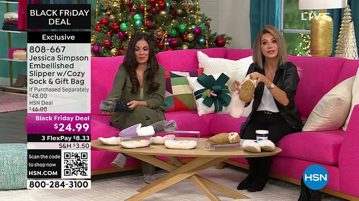 Jessica Simpson Embellished Slipper with Cozy Sock   Gif...