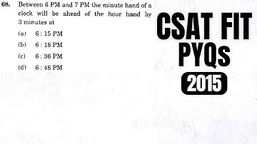 CSAT PYQ-2015|| Between 6 PM and 7 PM the minute hand of a clock will be ahead of the hour hand by