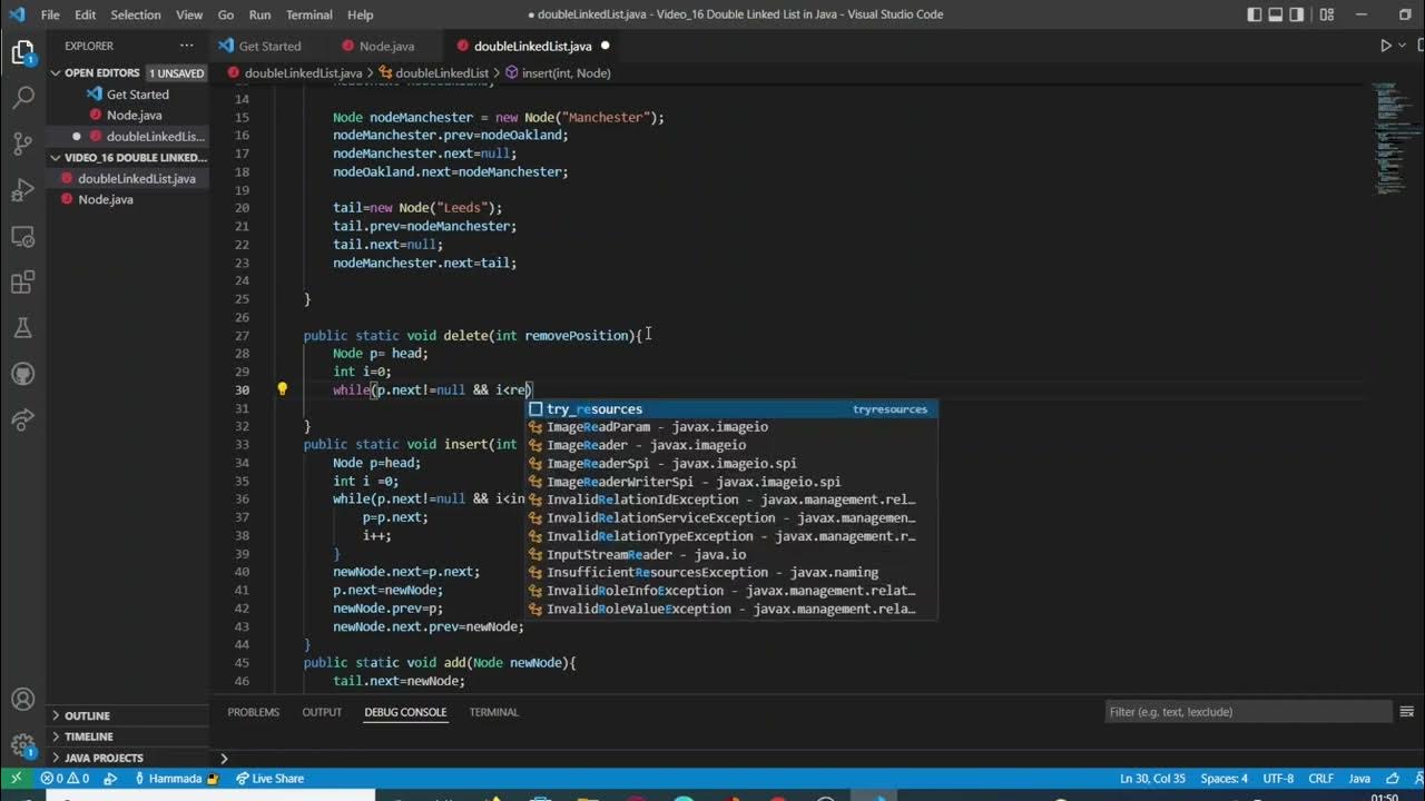 Double Linked List in Java part 4 Delete a specific Node - YouTube