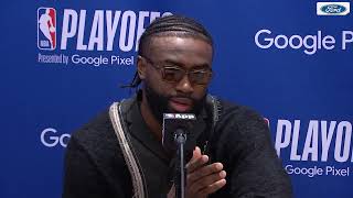 POSTGAME PRESS CONFERENCE: Jaylen Brown talks scuffle with Max Strus in Game 4 win over Cavs