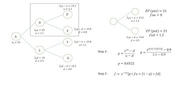 Options pricing video 3 - Binomial method - Two-step - European put option price