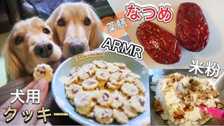 【犬 おやつ】米粉とナツメで犬用クッキーを手作り～カリカリ ASMR 咀嚼音