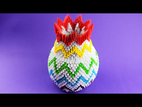 Модульное оригами ваза разноцветная
