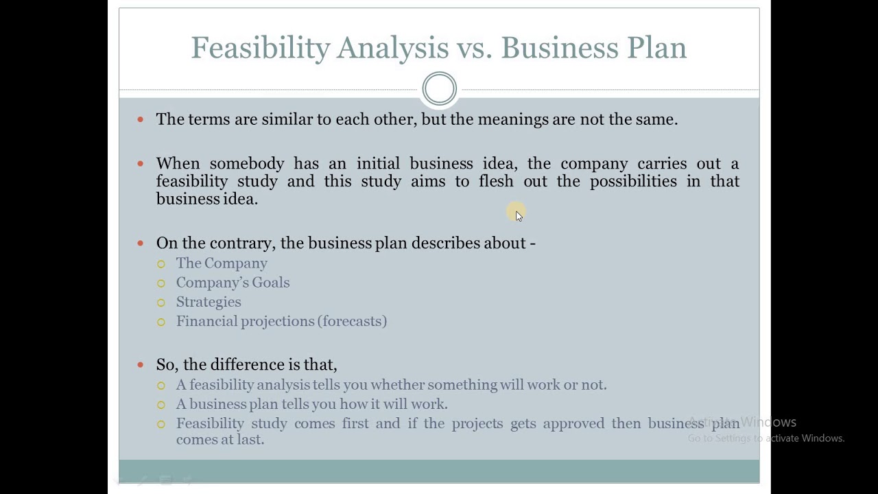 what are the difference between business plan and feasibility study