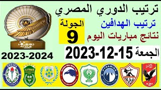 ترتيب الدوري المصري وترتيب الهدافين الجولة 9 اليوم الجمعة 15-12-2023 - نتائج مباريات اليوم